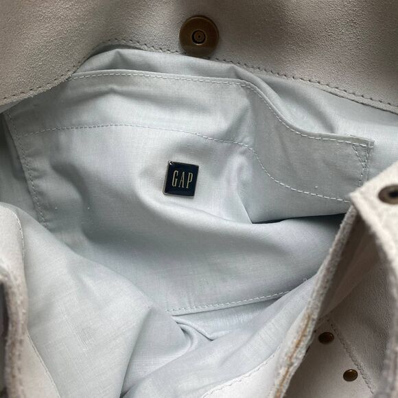 NEW Y2K Gap Leather Cream Suede Studded Hobo Shoulder Bag - Picture 5 of 7